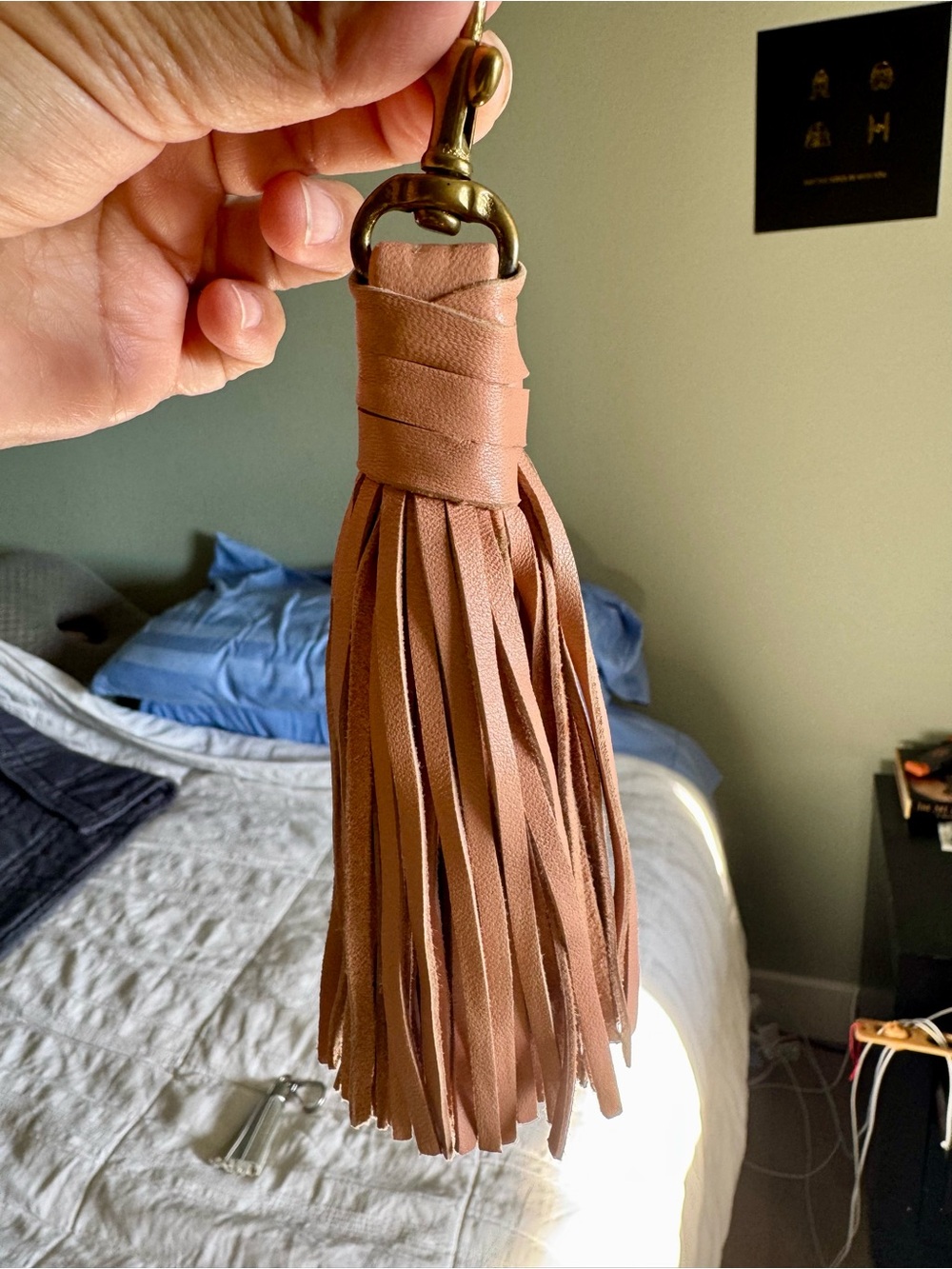 Clare Leather Tassel Bag Charm in Blush